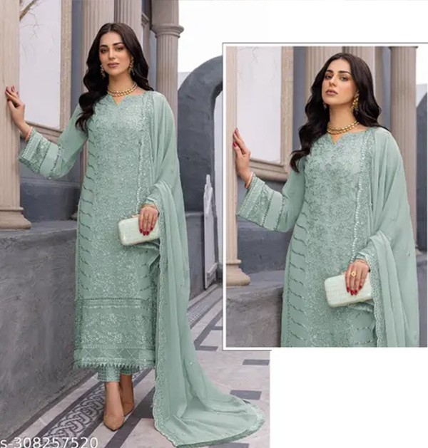 Green Embroidered Pakistani Suits