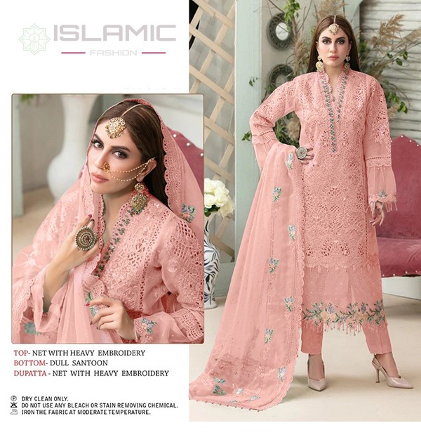 Unstitched Party Wear Ladies Designer Pakistani Pink Suits-back