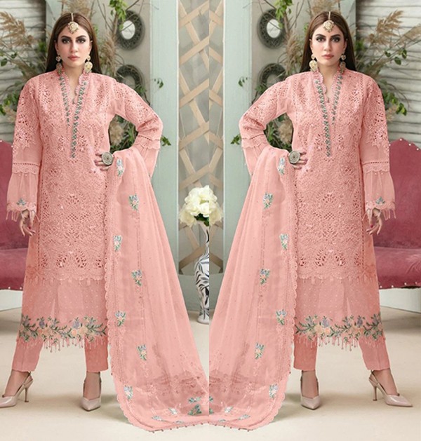 Unstitched Party Wear Ladies Designer Pakistani Pink Suits