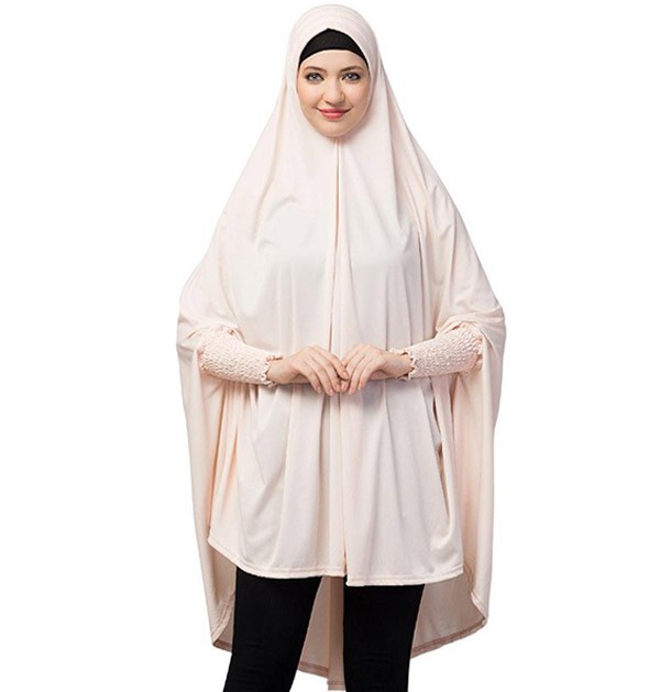 "Pray in comfort with our Stretchable Baby Pink Khimar Hijab featuring smocked sleeves. Soft, versatile, and perfect for prayer."