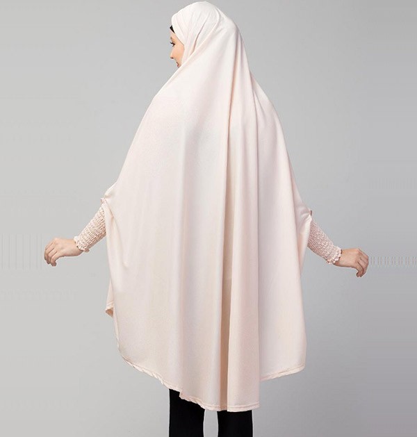 Stretchable Smoking at Sleeve Prayer Baby Pink khimar Hijab