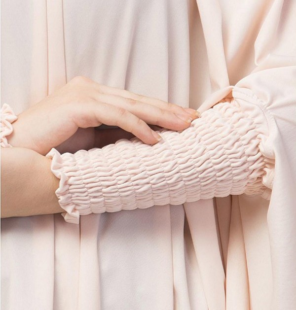 Stretchable Smoking at Sleeve Prayer Baby Pink khimar Hijab