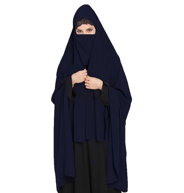 Irani Chadar With Detachable Mouthpiece Navy Blue Color-Full