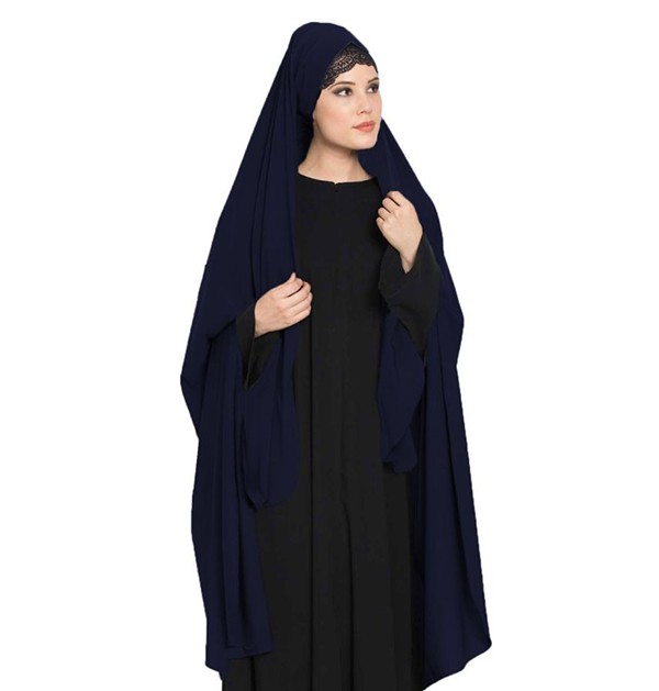 Irani Chadar With Detachable Mouthpiece Navy Blue color