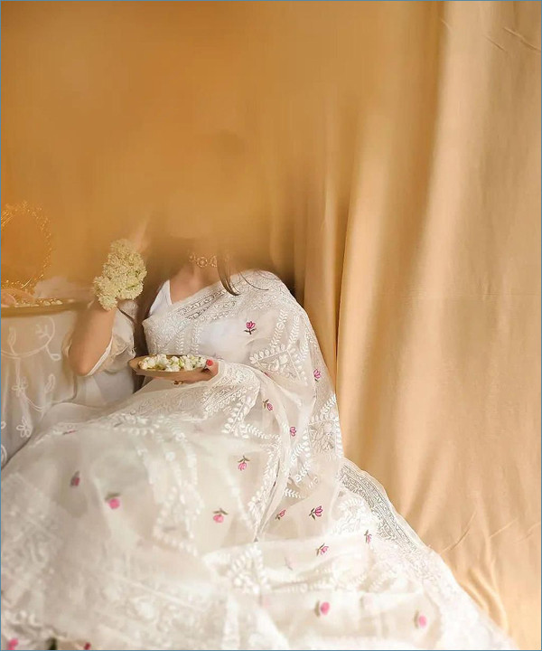 Nazia Luxe Off-White Zari Organza Saree