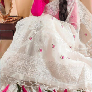 Nazia Luxe Off-White Zari Organza Saree5