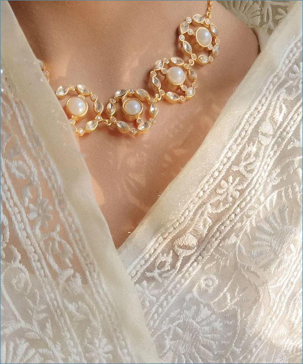 Nazia Luxe Off-White Zari Organza Saree