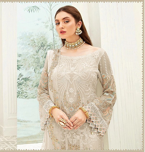 Pakistani Style White Embroidery Work Salwar Kameez-2
