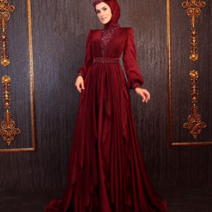 Sparkling Evening Dress with Hijab Philippine Brown-1