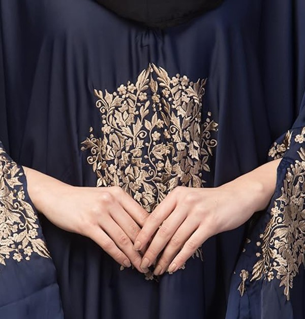 islamic-fashion-kaftan-crepe-abaya-with-hijab-Blue-color-2