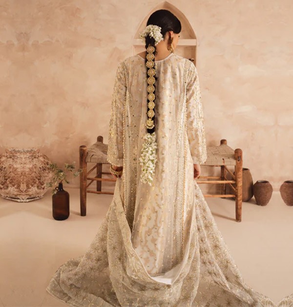 indian three piece stitched outfit white color maxi dress-2