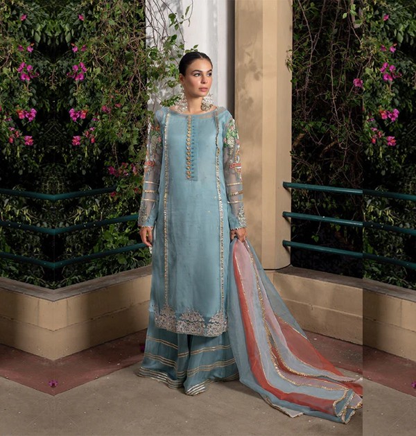 lotus outfit ice blue color sharara suit