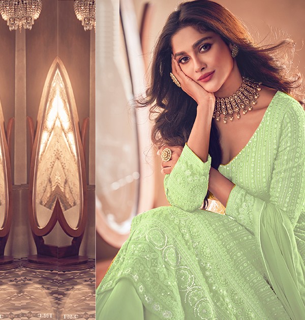 Trending Pista Green Color Designer Long Gown For Best Looks2