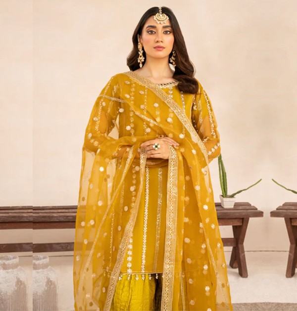 Yellow Grace Embroidered Eastern Ready to wear