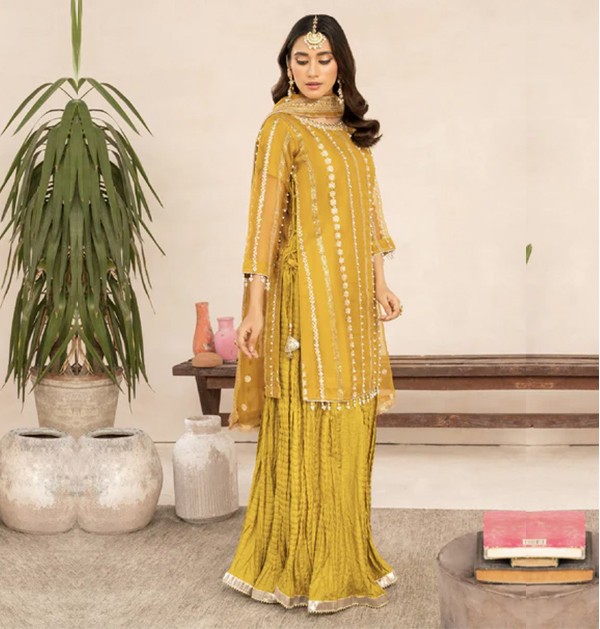Yellow Grace Embroidered Eastern Ready to wear