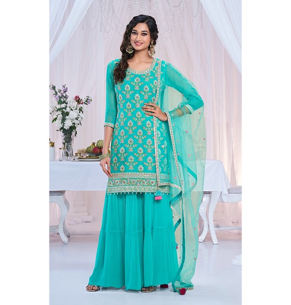 Islamic Fashion Long Flair Kurti with Palazzo