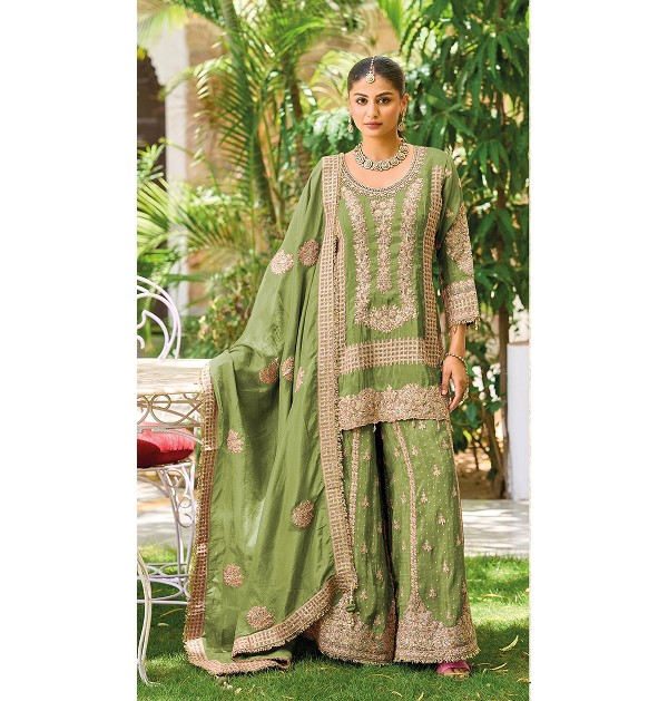 IslamicFashion Kasak Khatli & Diamond Work Palazzo Suit-1