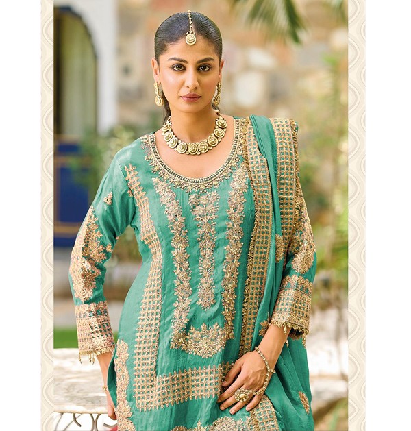 IslamicFashion Kasak Khatli & Diamond Work Palazzo Suit-2