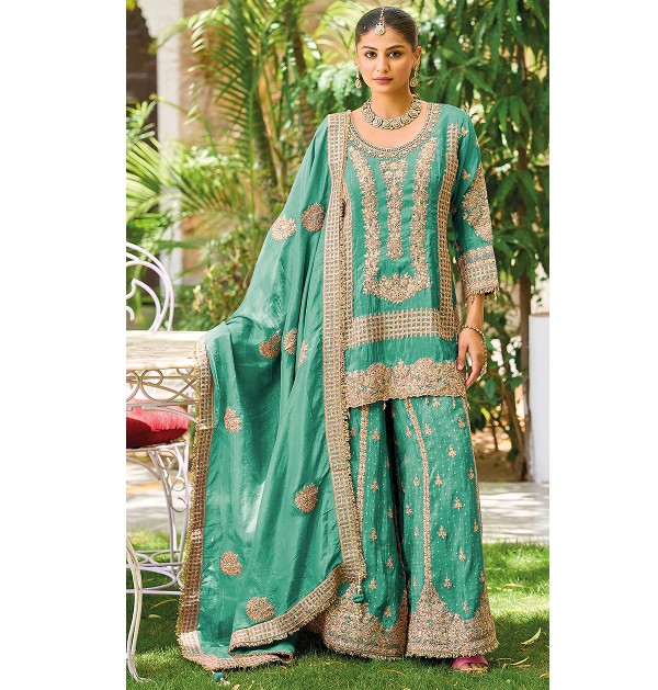 IslamicFashion Kasak Khatli & Diamond Work Palazzo Suit