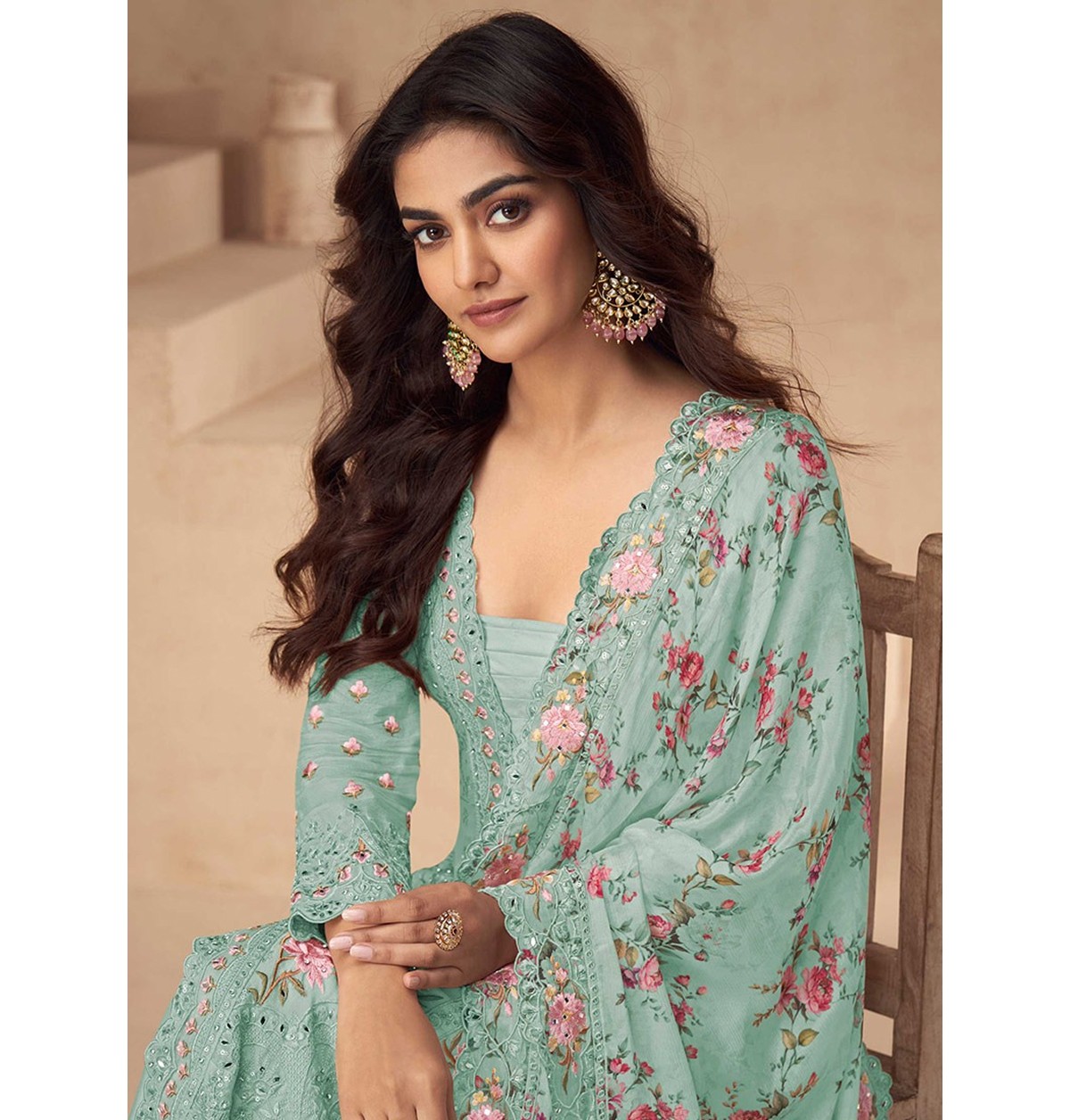 Islamicfashion Mor Bagh Floral Chinon Palazzo Set-2