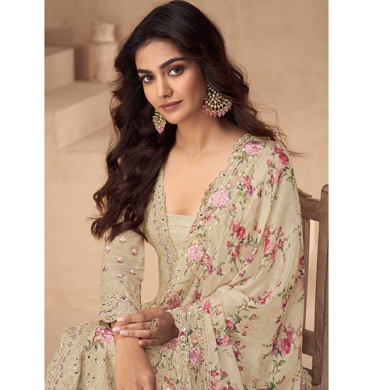 Islamicfashion Mor Bagh Floral Chinon Palazzo Set-2