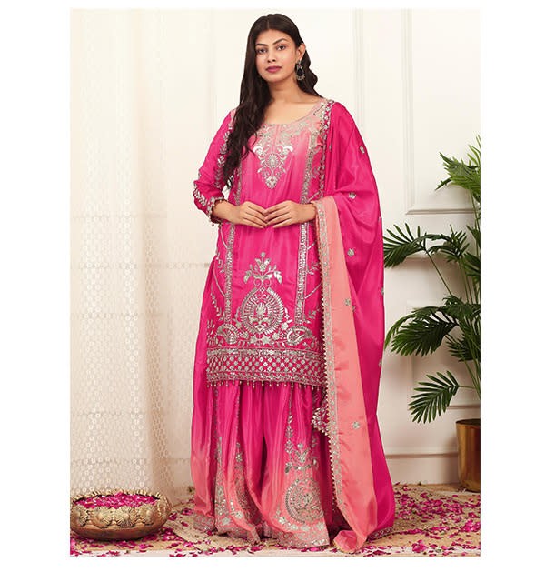 Royal Shade Embellish Top Plazzo Set-