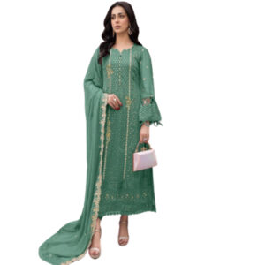 Faux Georgette With Embroidery With Sequence Work Pakistani Suit-green
