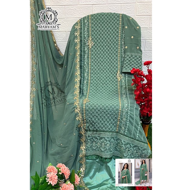 Faux Georgette With Embroidery With Sequence Work Pakistani Suit-green-set