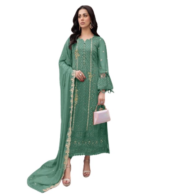 Faux Georgette With Embroidery With Sequence Work Pakistani Suit-green