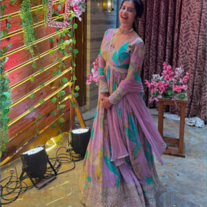 Islamic fashion Fantastic Pink Color Georgette Printed Gown