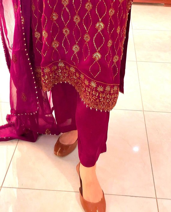 IslamicFashion Faux Georgette Kurti Pant Set-5