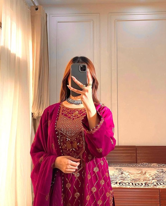 IslamicFashion Faux Georgette Kurti Pant Set-5