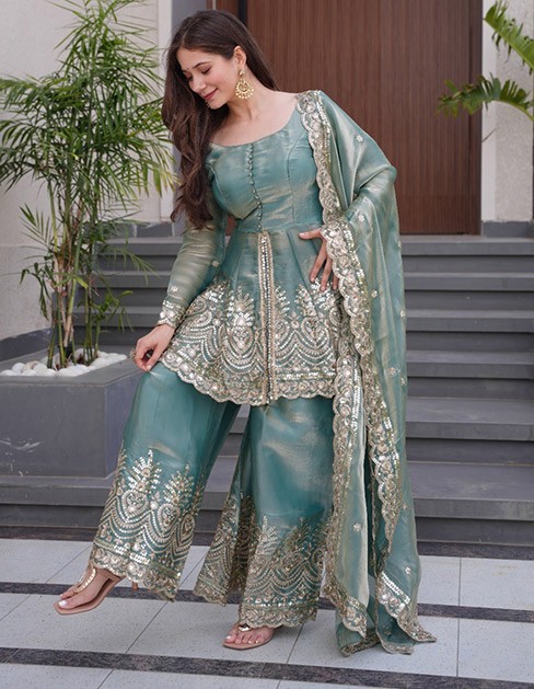 Royal Flair Festive Top with Plazzo Set