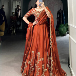 Sequins and Thread Embroidery Work Lehenga Collection