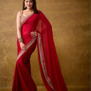 Soft Rangoli Silk Saree with Sequin & Dori Embroidery Border