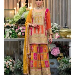 Women Silk Blend Kurta Palazzo Dupatta Set
