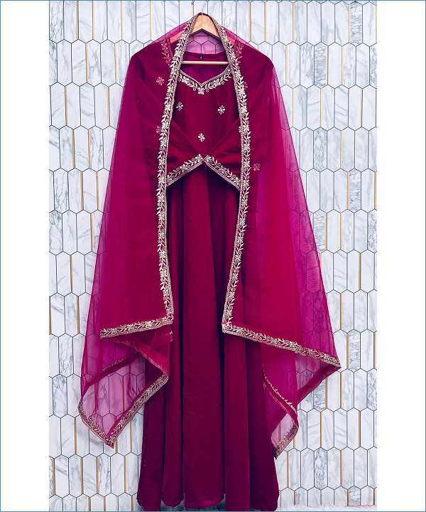 Zarqash Velvet Embroidered Winter Gown Set