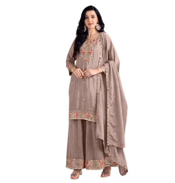 islamic fashion-husnara-Pakistani Readymade Suits Dusty Beige