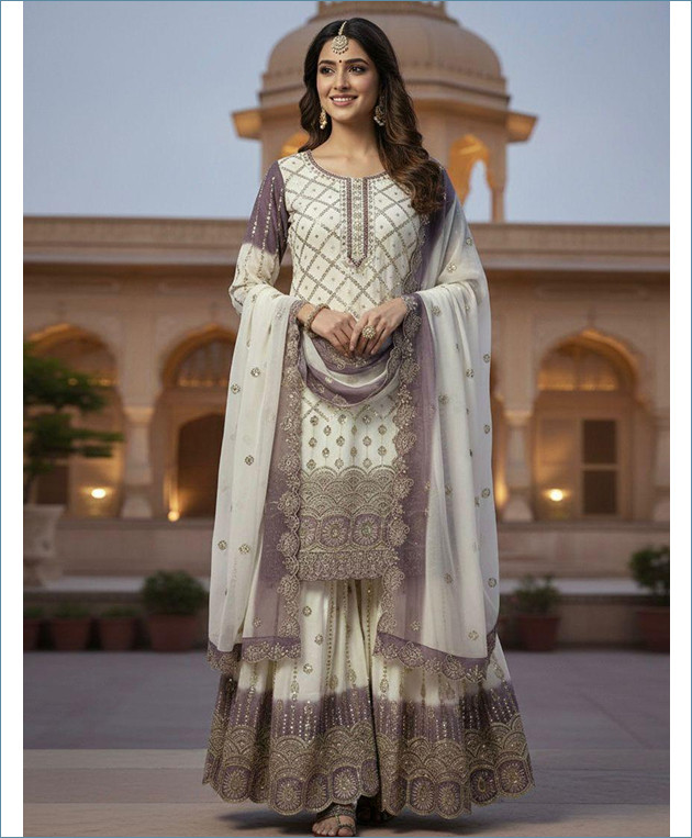 Islamic Fashion Georgette Top Palazzo & Dupatta Set