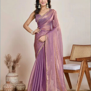 Saree with Heavy Lace & Dual Blouse Concept purple Colour