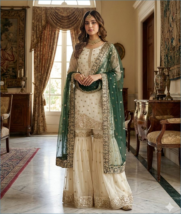 Zayra Eid Luxe Fendy Silk Gharara Set