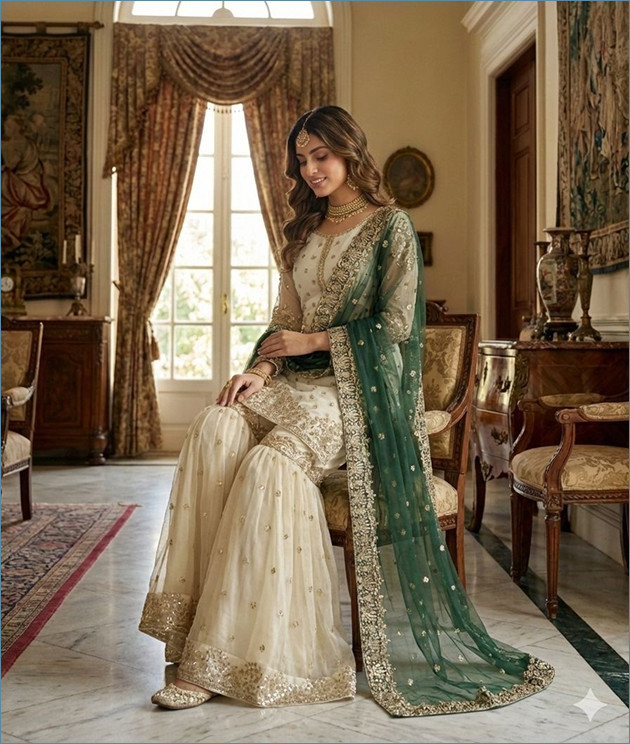 Zayra Eid Luxe Fendy Silk Gharara Set - Image 2