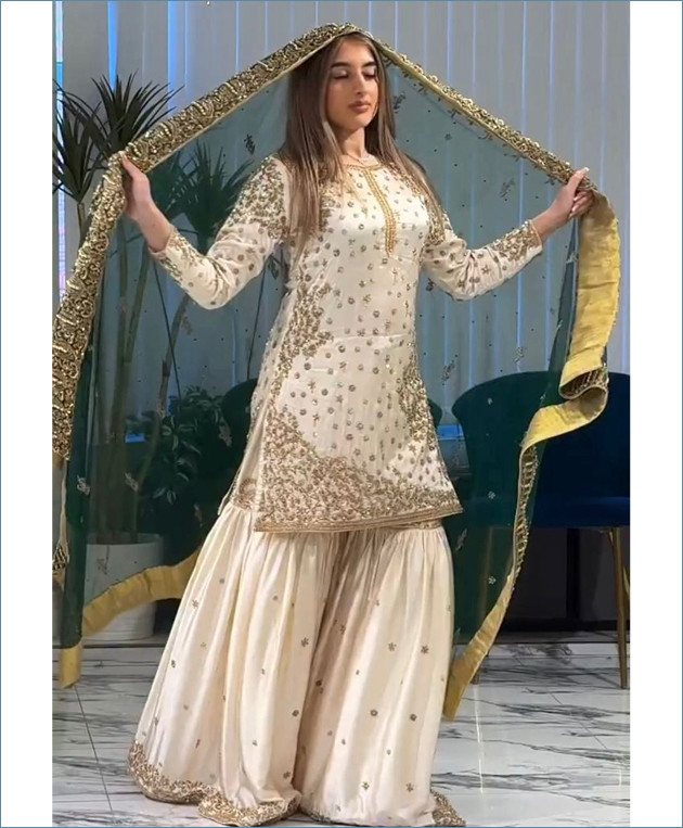 Zayra Eid Luxe Fendy Silk Gharara Set - Image 4