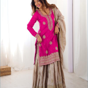 islamicfashion Chinon Silk Sharara Suit Set-3