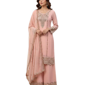 Hoor Tex Pakistani Georgette Plazo Set light Pink Colour